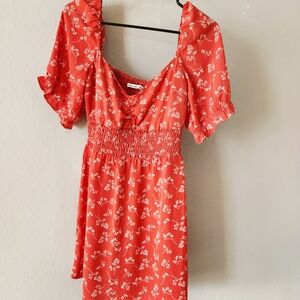 Abercrombie & Fitch Red Floral Midi Dress
